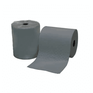 Two rolls of gray absorbent paper for general purpose use, displayed on a white background.