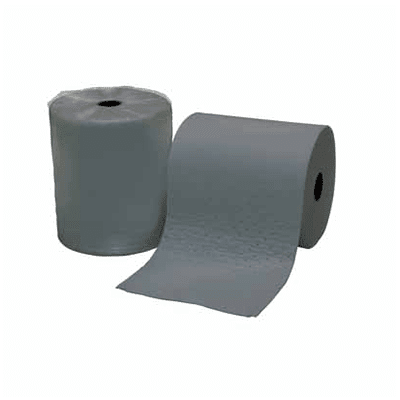 Two rolls of gray absorbent paper for general purpose use, displayed on a white background.